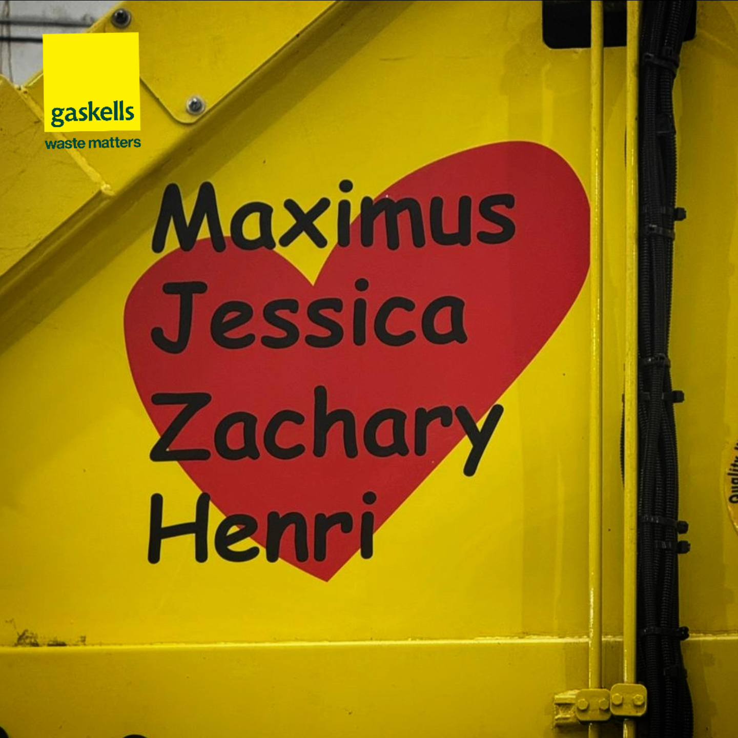 Maximus, Jessica, Zachary, Henri - Gaskells Waste Truck